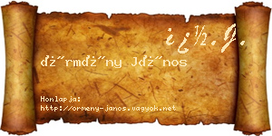 Örmény János névjegykártya